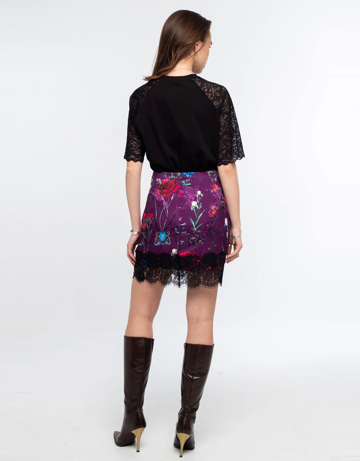Peace and Chaos Violet mini skirt- jacquard