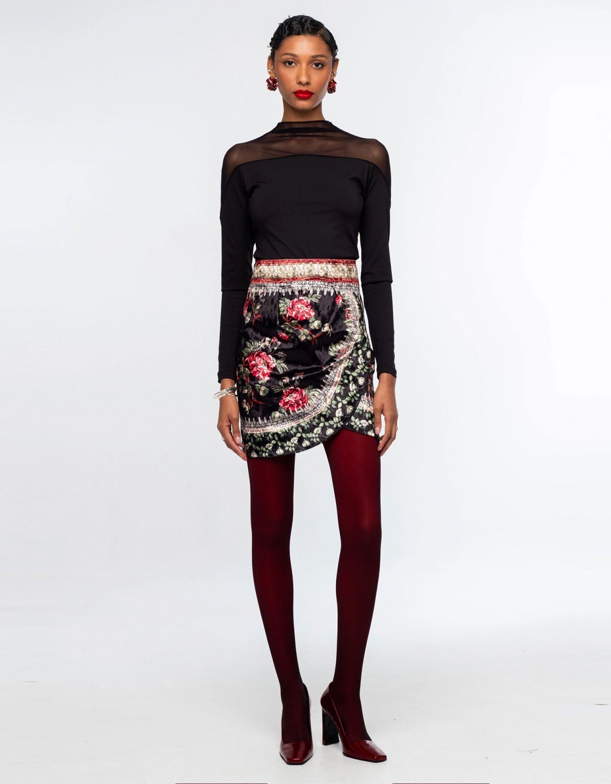 Peace and Chaos Imperial mini velvet skirt