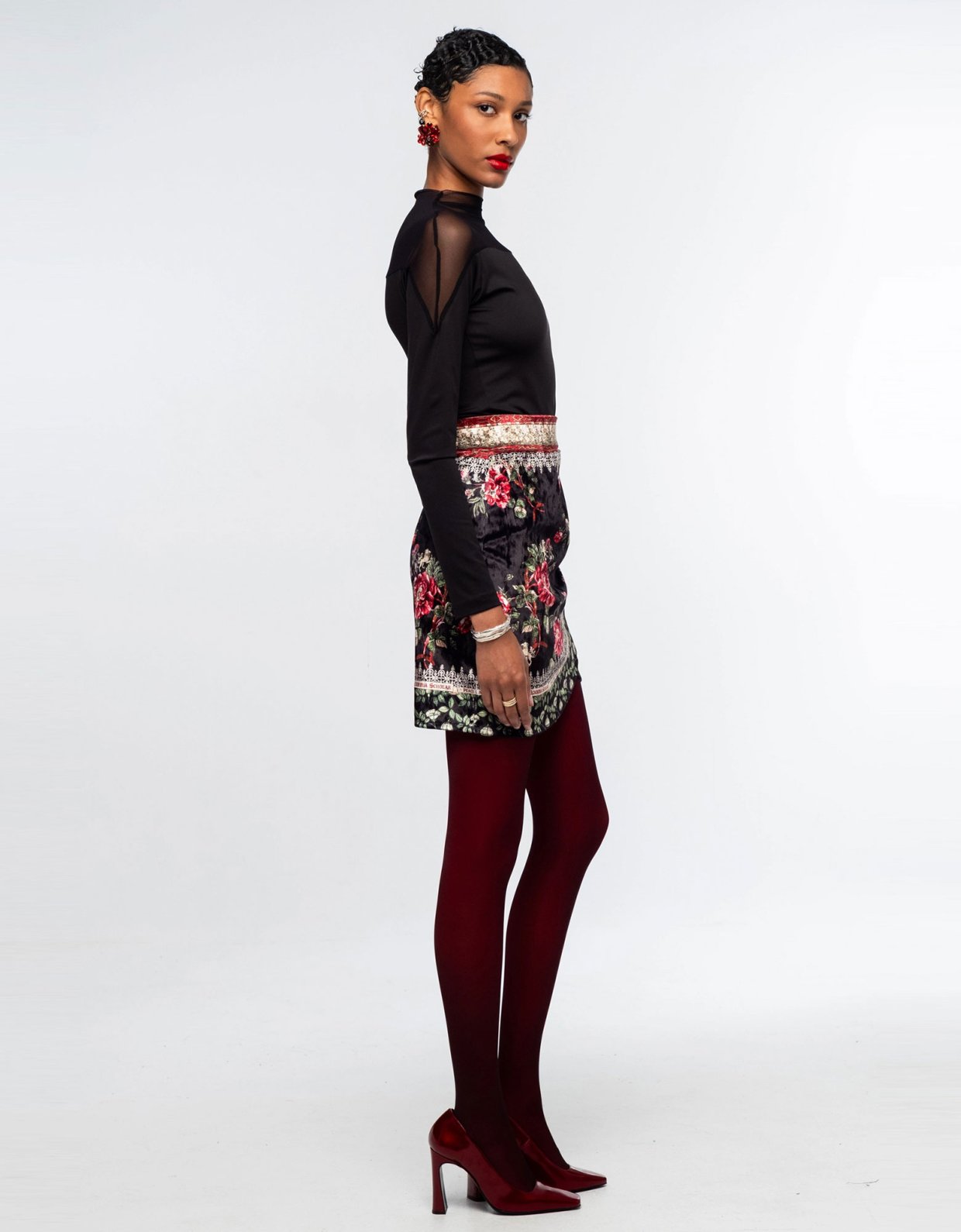 Peace and Chaos Imperial mini velvet skirt