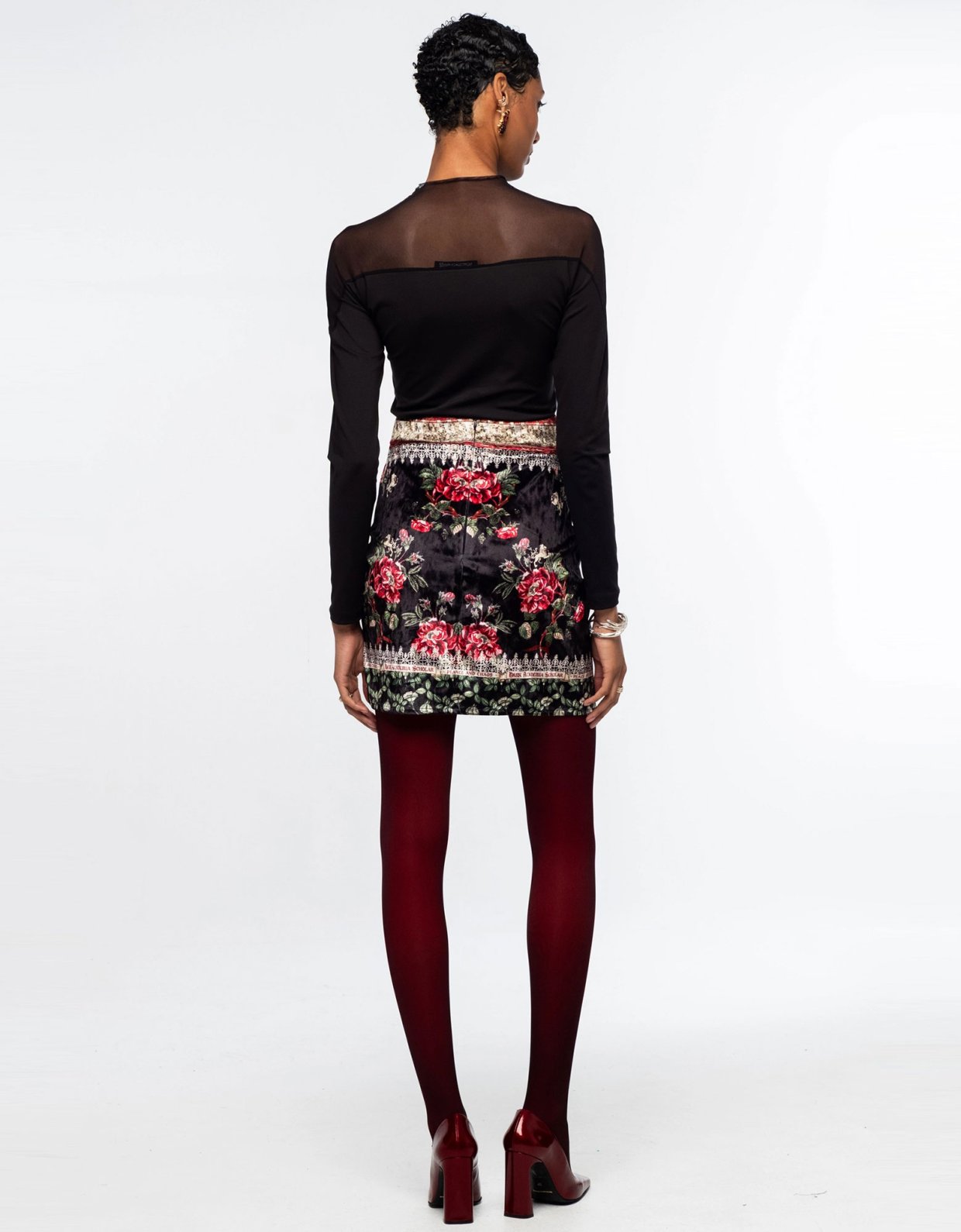 Peace and Chaos Imperial mini velvet skirt