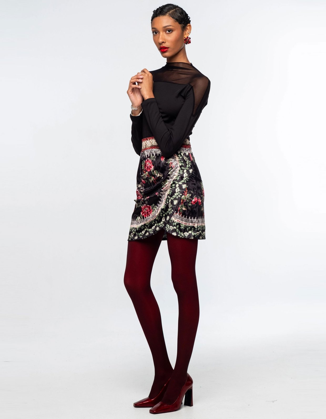 Peace and Chaos Imperial mini velvet skirt