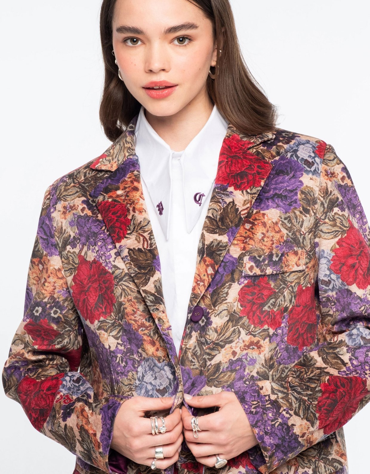 Peace and Chaos Tapestry blazer corduroy
