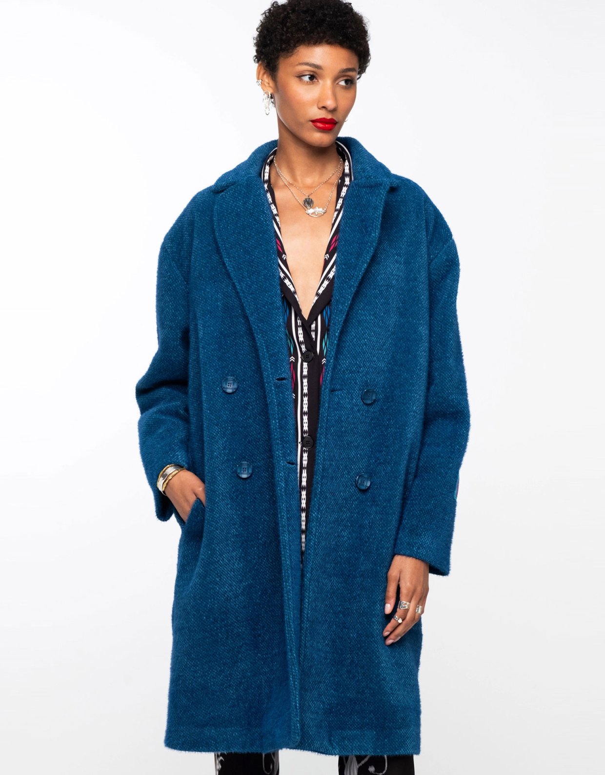 Peace and Chaos Ceremonial coat petrol