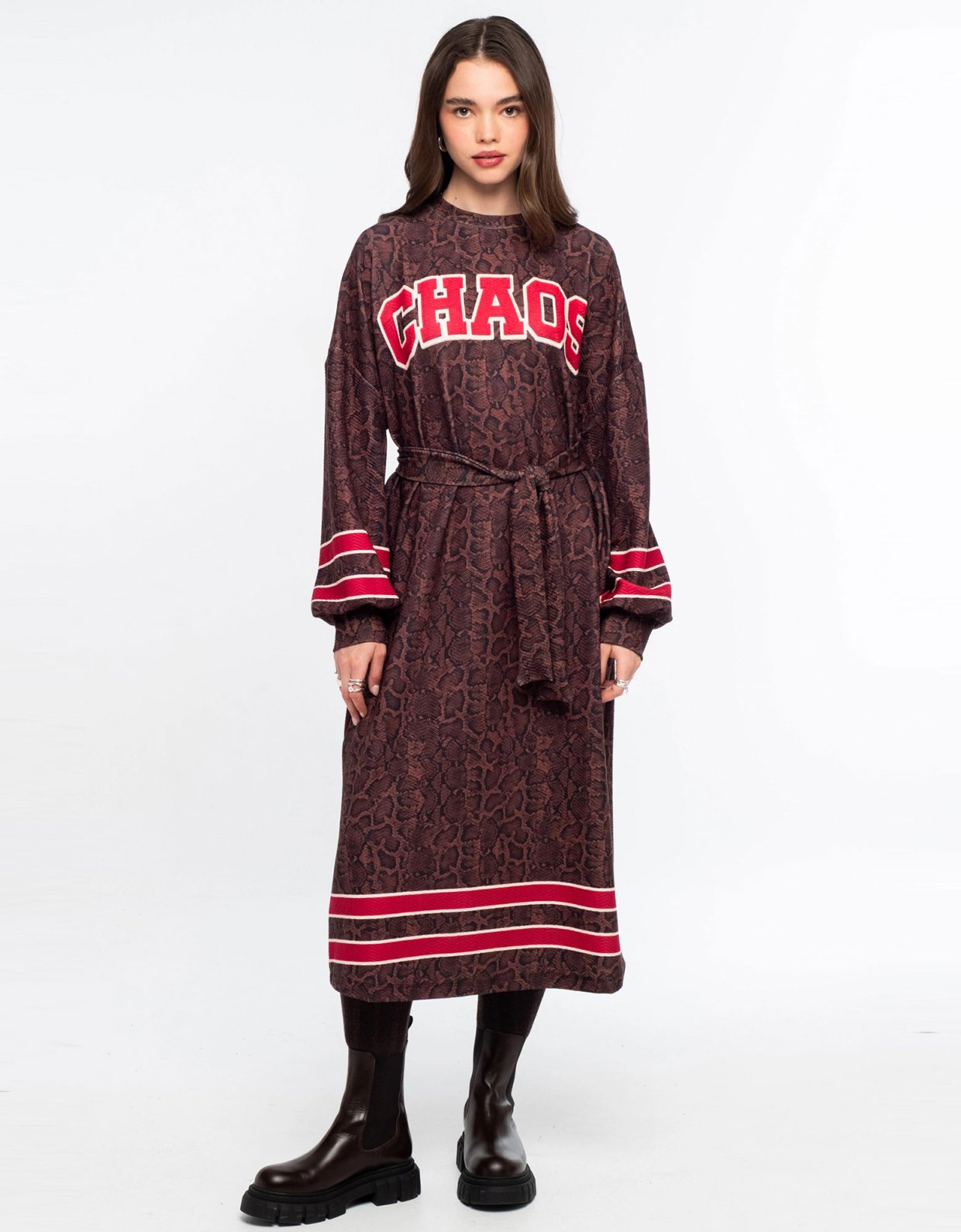 Peace and Chaos Venomous long dress jacquard waffle
