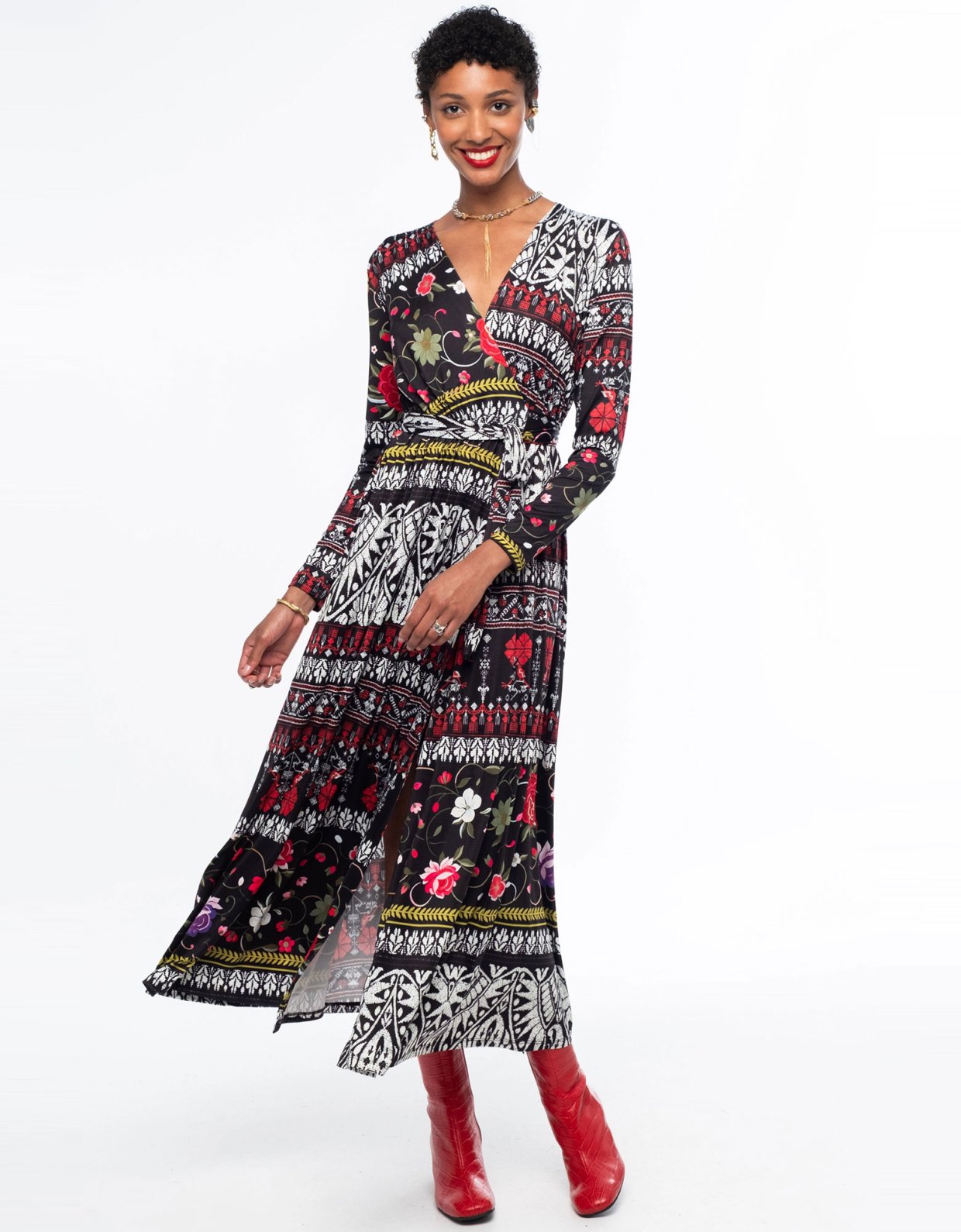 Peace and Chaos Flora wrap long dress