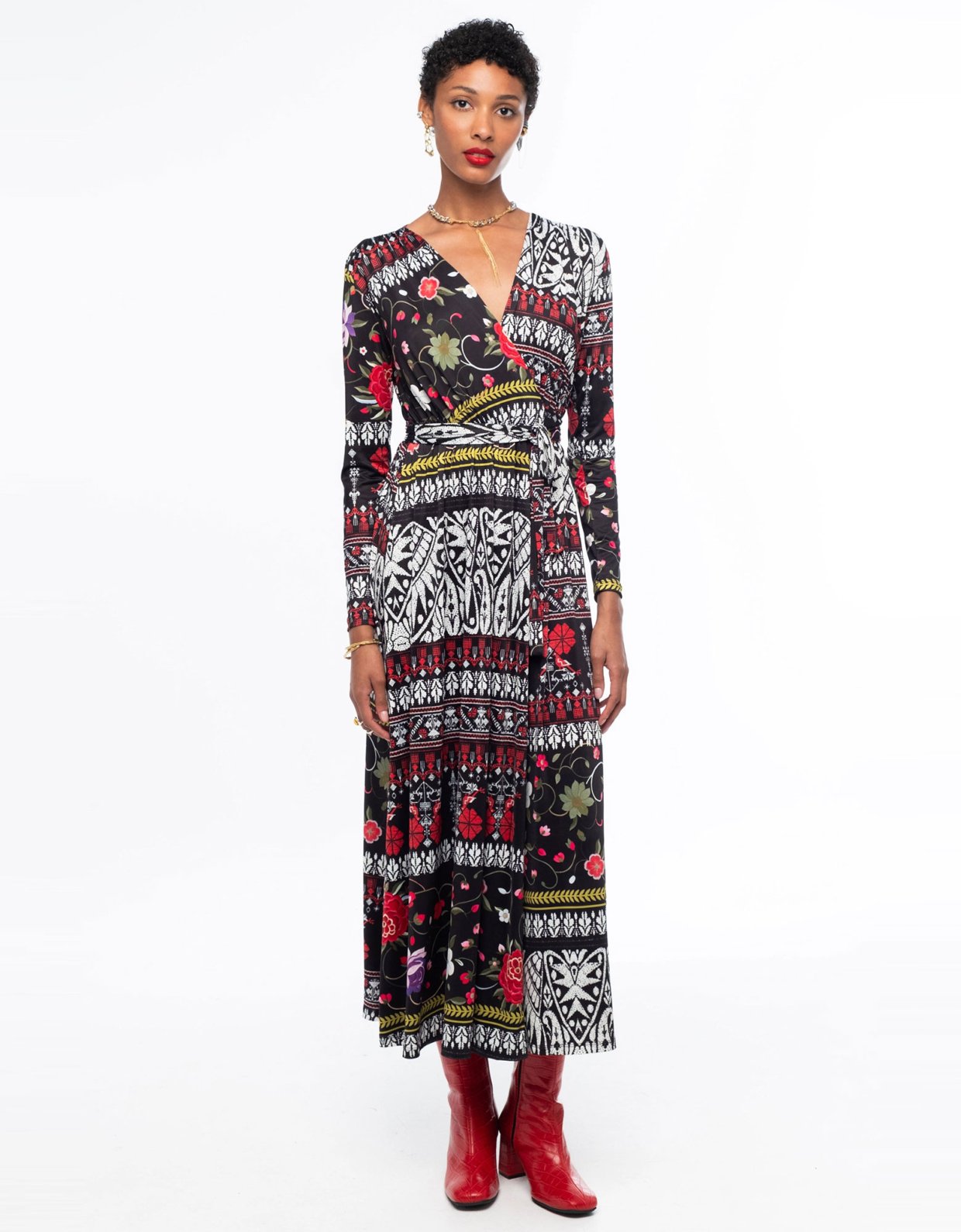 Peace and Chaos Flora wrap long dress