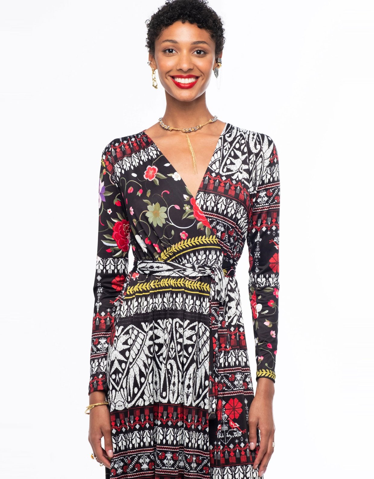 Peace and Chaos Flora wrap long dress