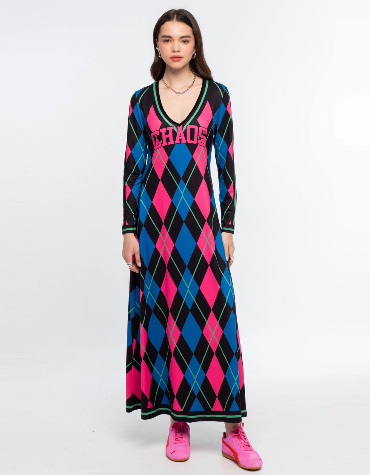 Peace and Chaos Argyle long dress