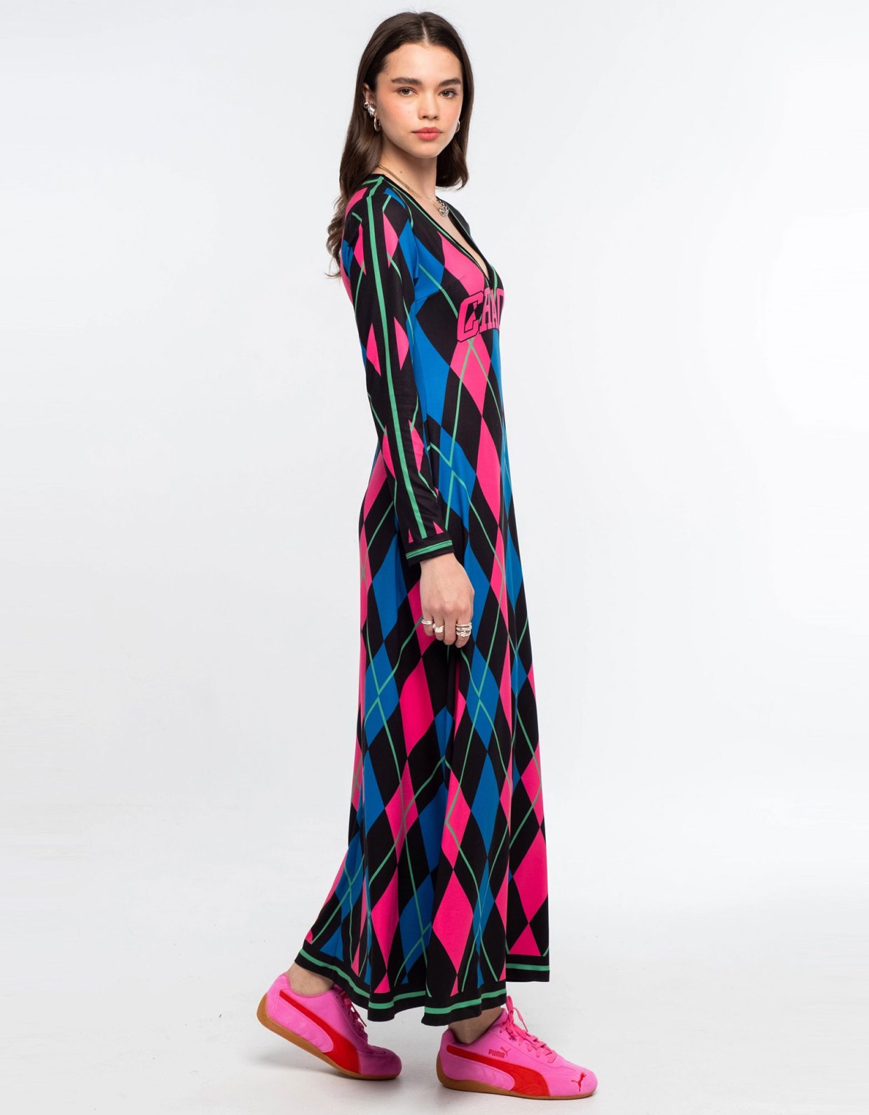 Peace and Chaos Argyle long dress
