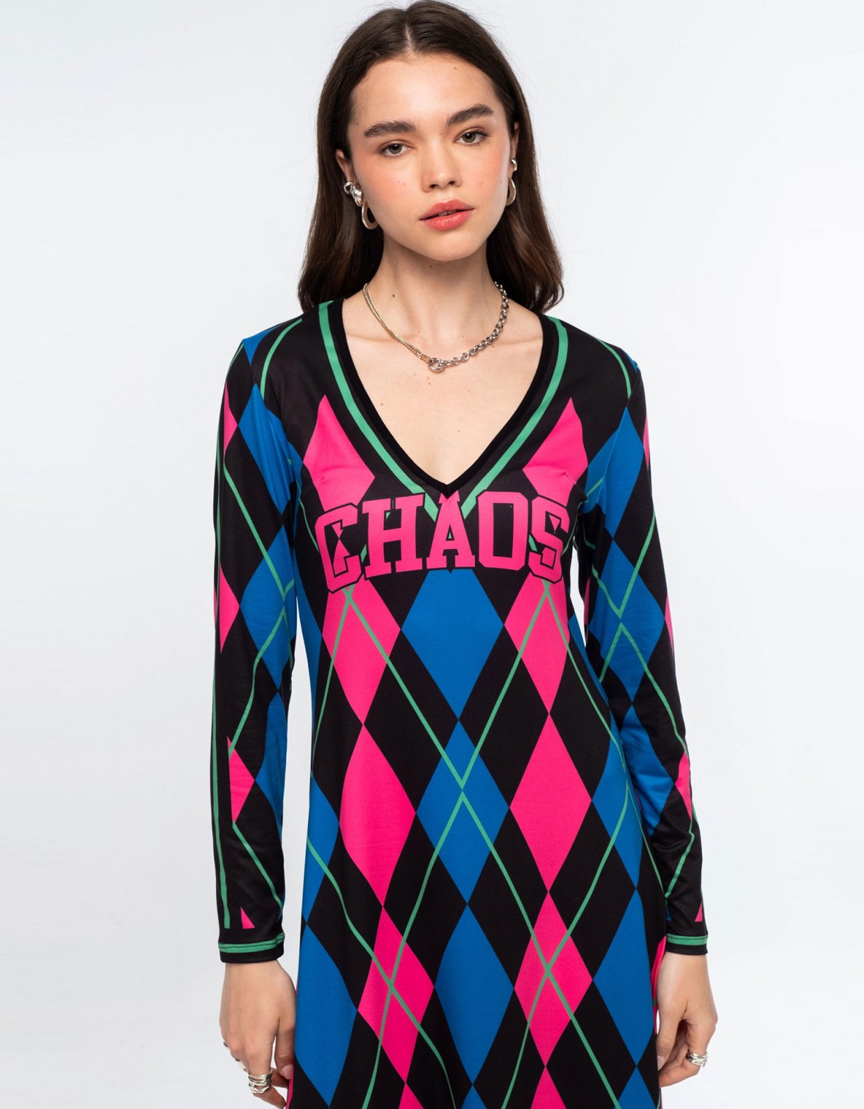 Peace and Chaos Argyle long dress
