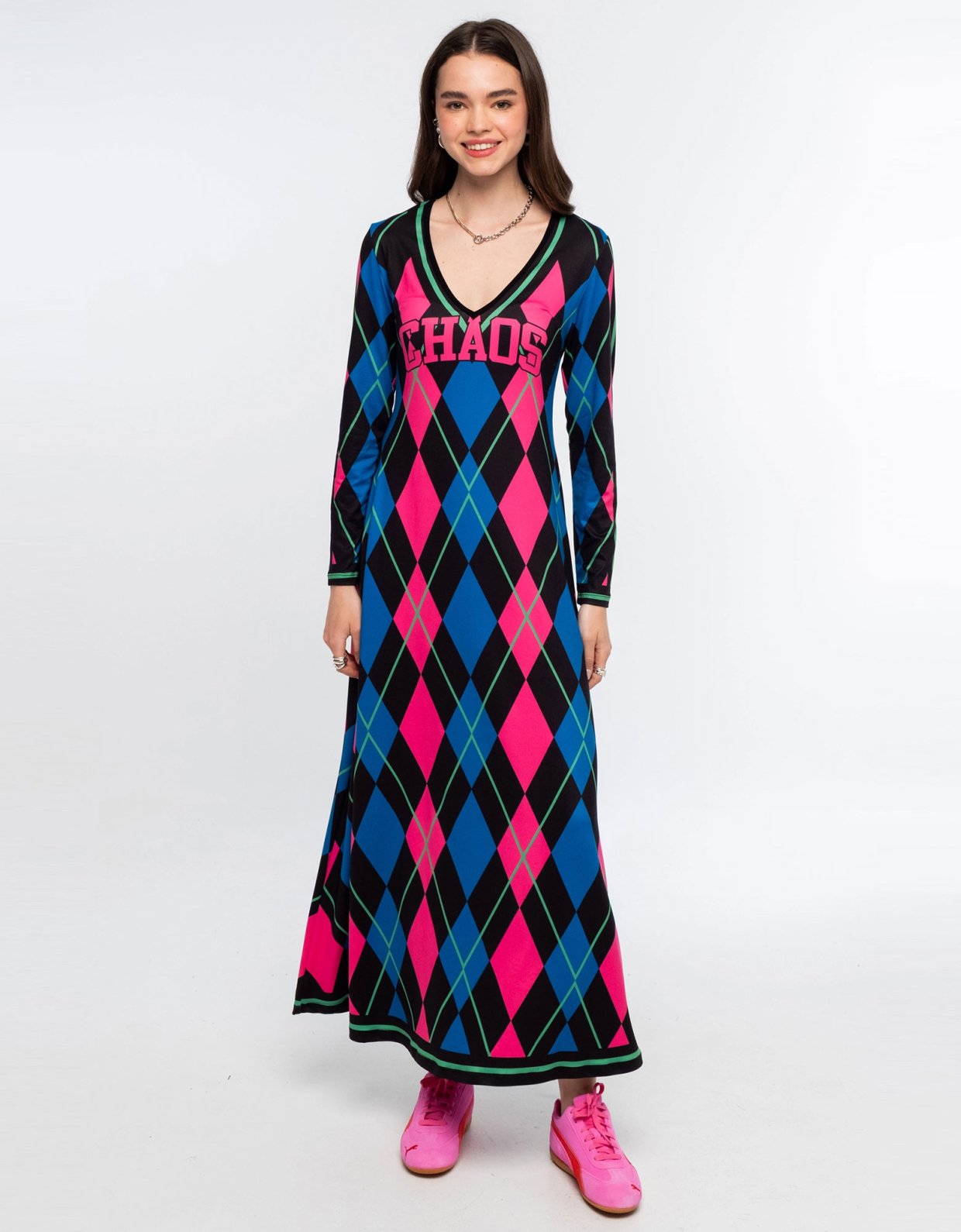 Peace and Chaos Argyle long dress
