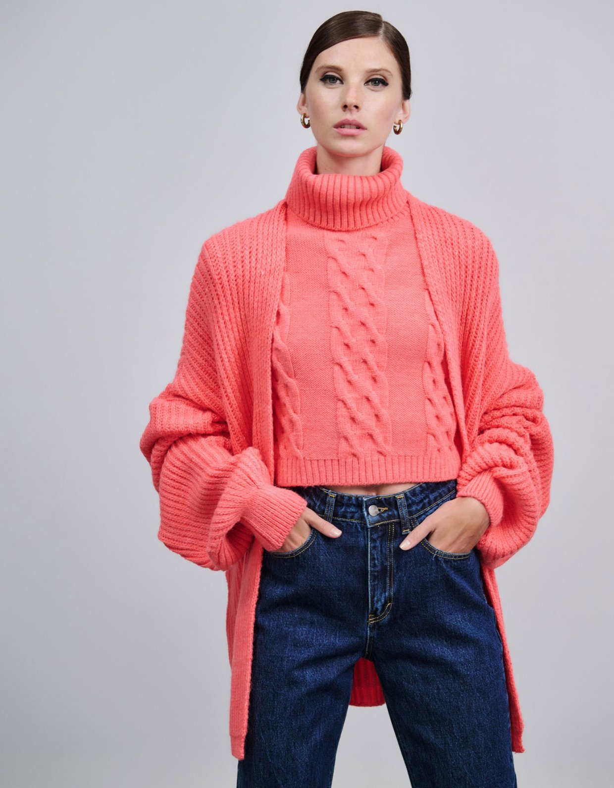 Combos Knitwear Oversized cardigan pink