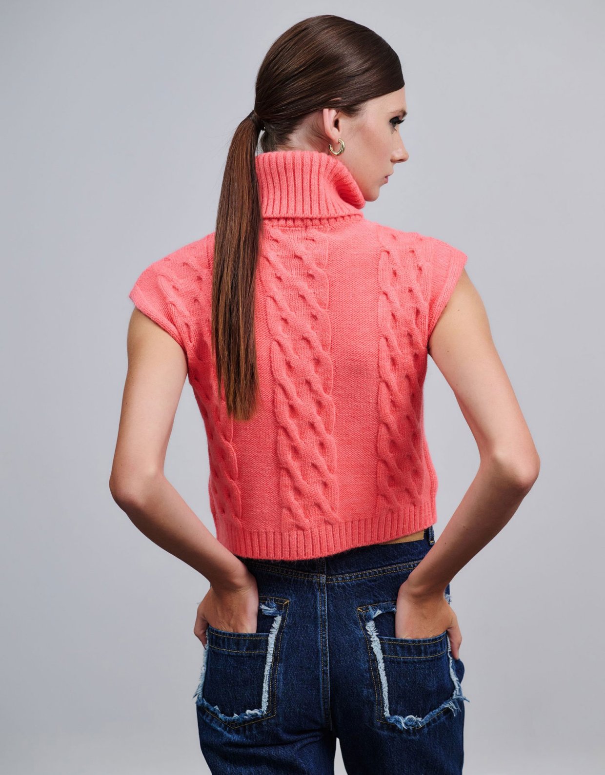 Combos Knitwear Top Turtleneck pink