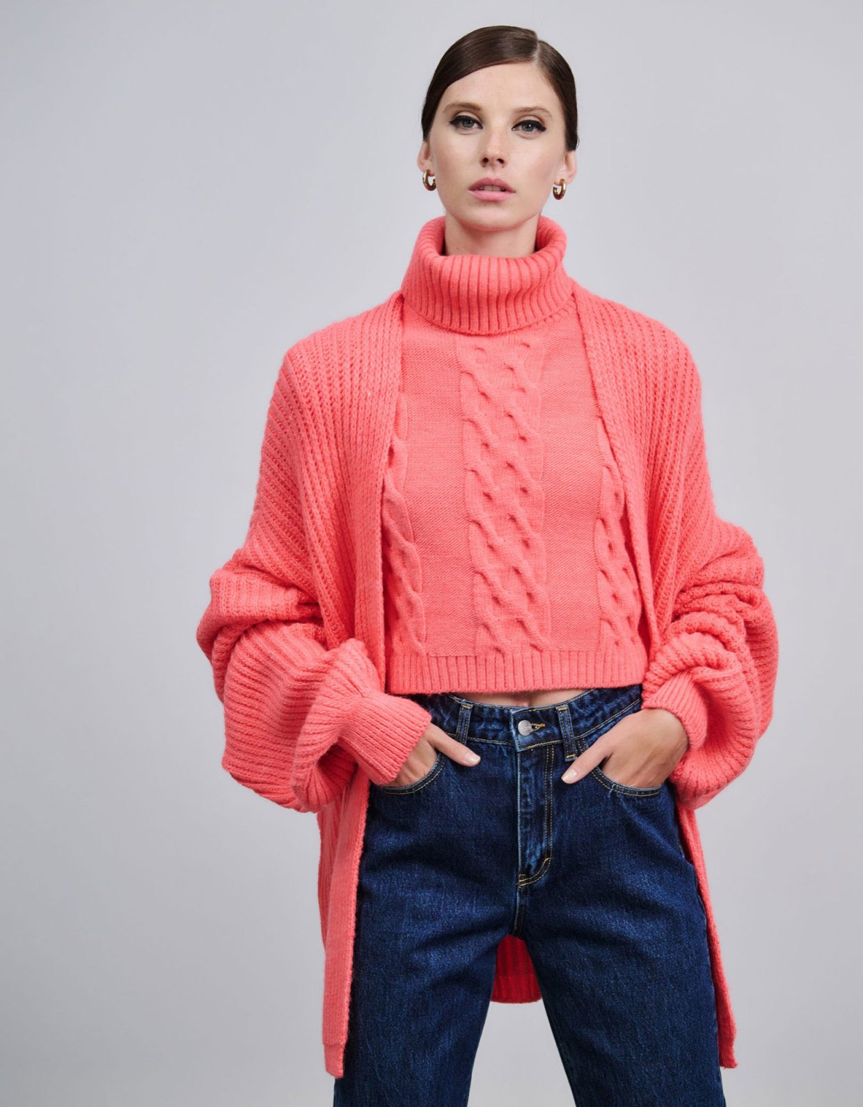 Combos Knitwear Top Turtleneck pink