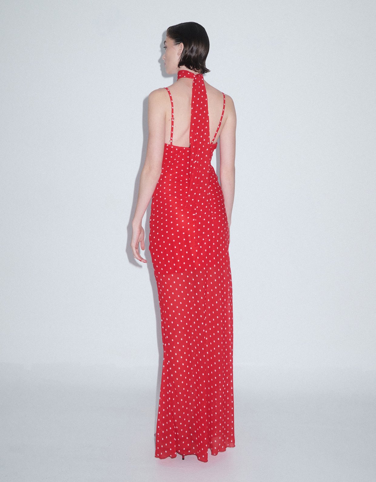 Combos Knitwear Polka dot maxi red dress