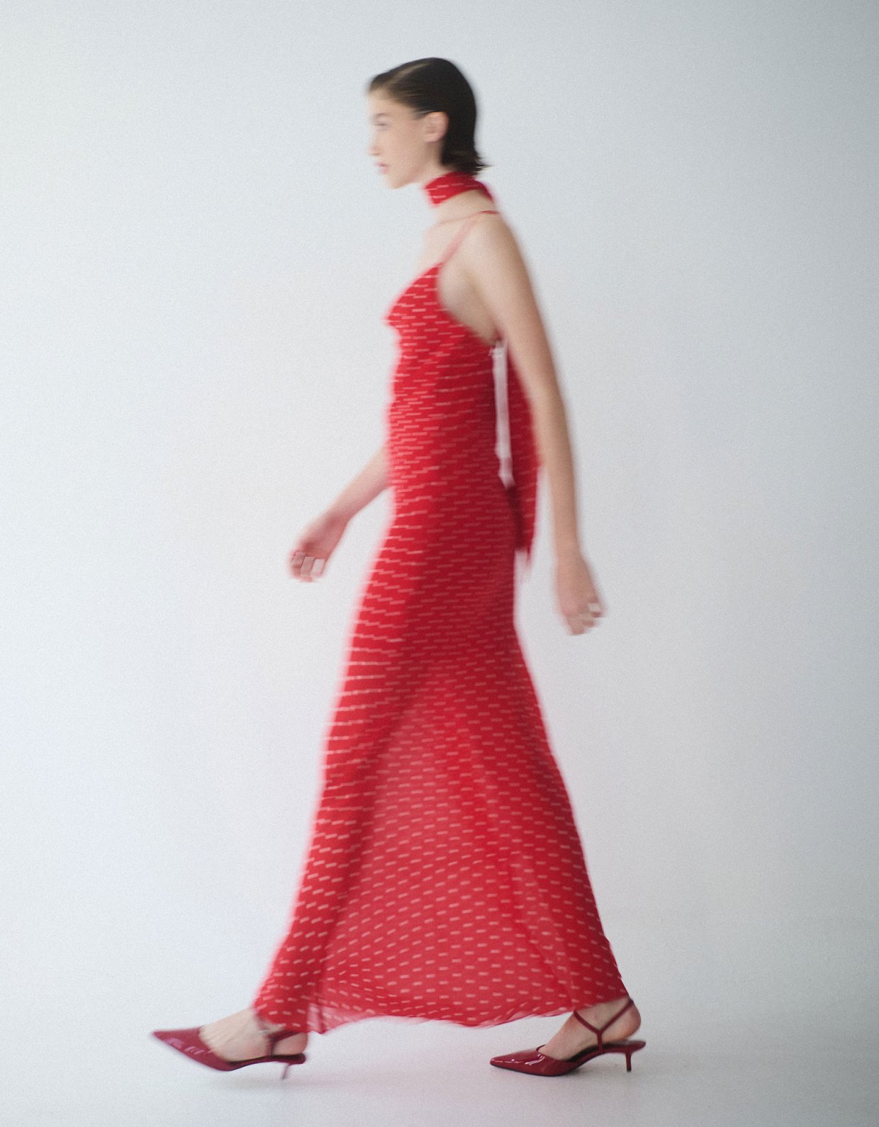 Combos Knitwear Polka dot maxi red dress