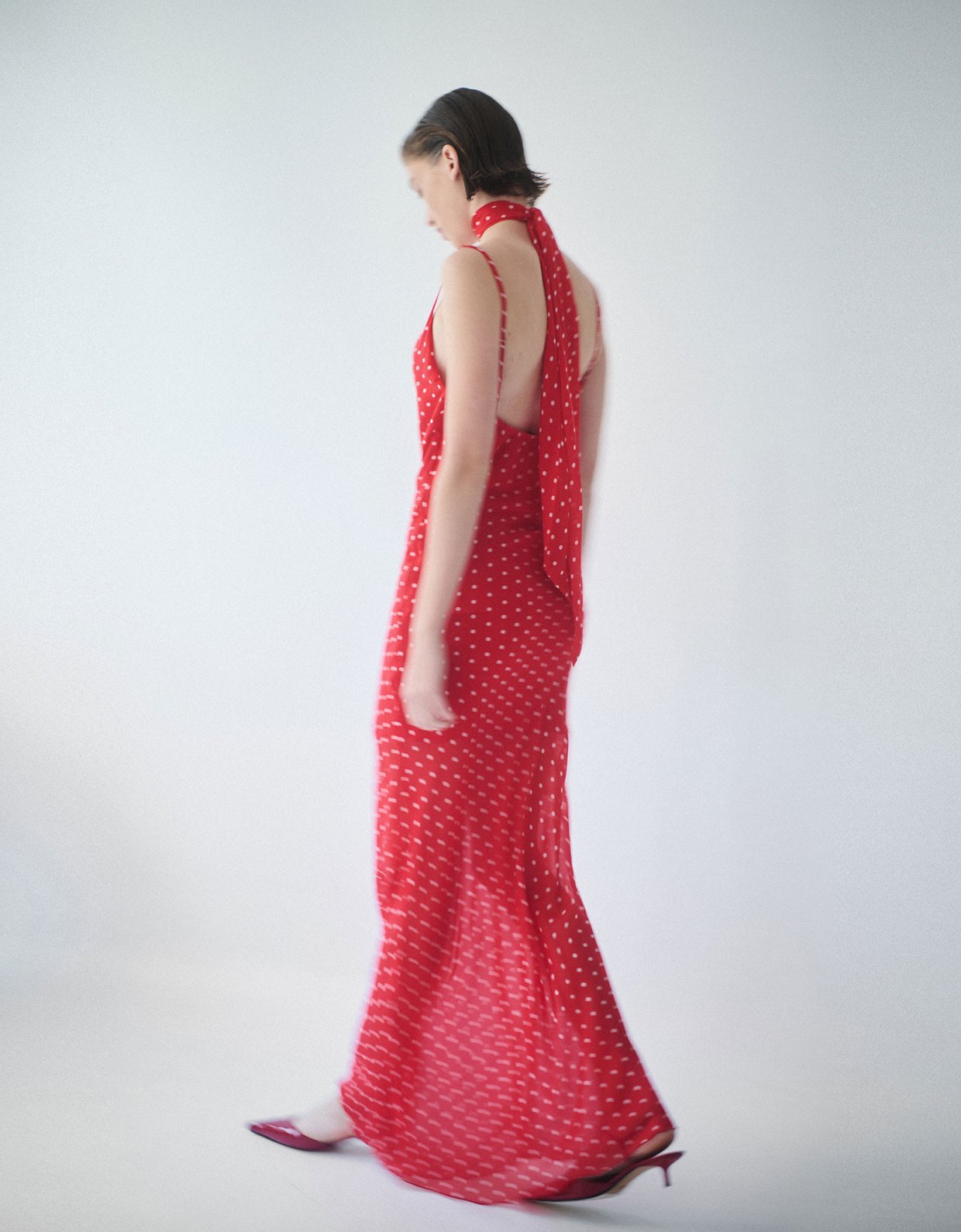 Combos Knitwear Polka dot maxi red dress