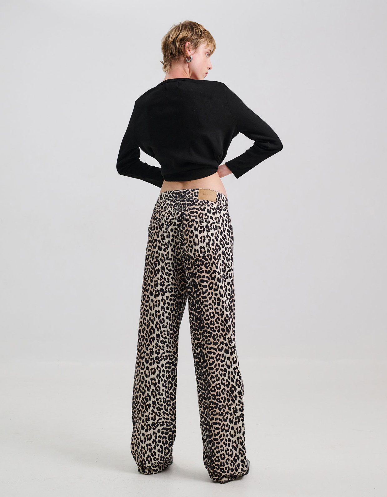 Combos Knitwear Denim leopard trousers