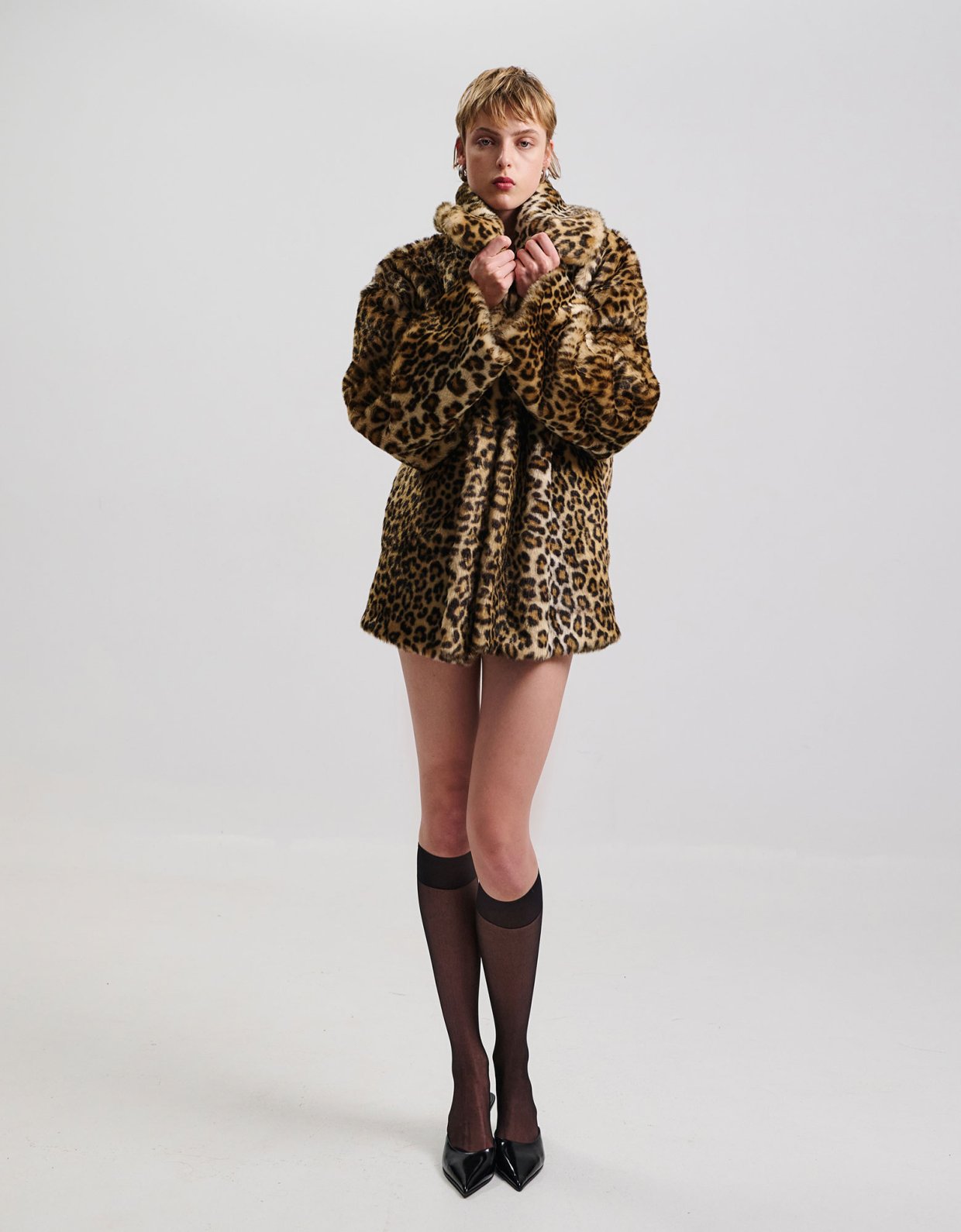 Combos Knitwear Faux fur leopard