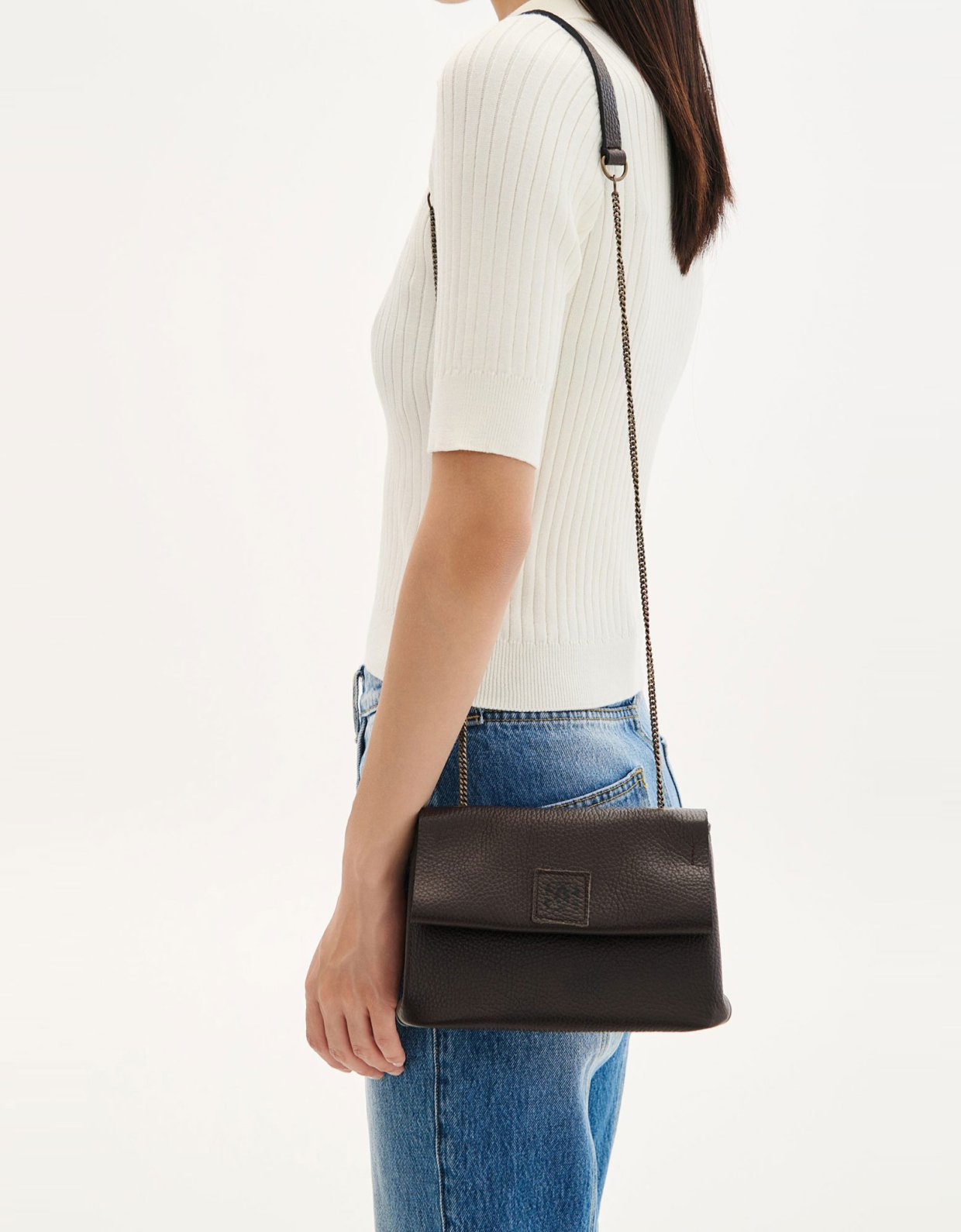 Combos Knitwear Leather crossbody bag black
