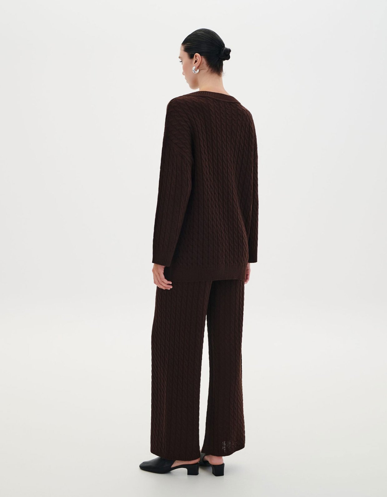 Combos Knitwear Braided knit pants brown