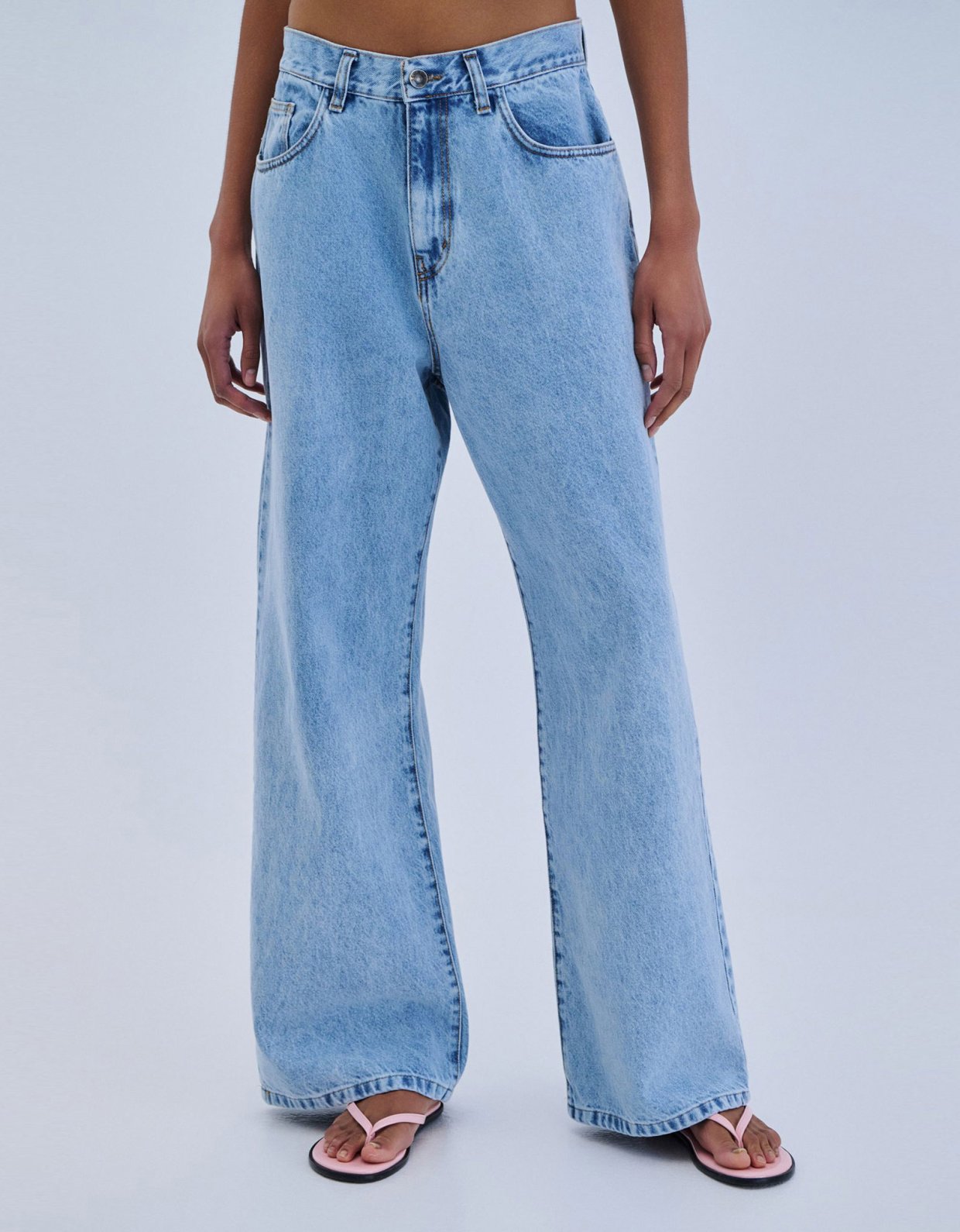 Combos Knitwear Wide leg denim trouser light blue