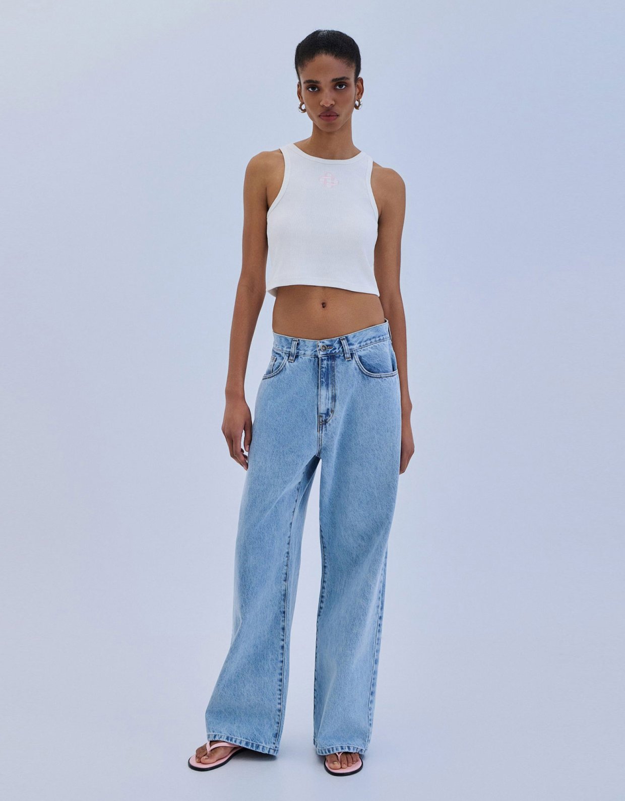Combos Knitwear Wide leg denim trouser light blue