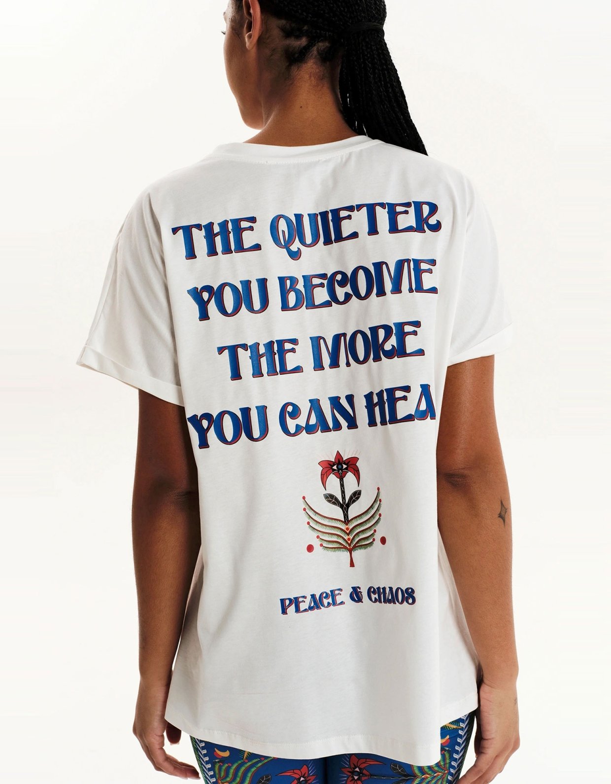 Peace and Chaos Serenity loose art t-shirt white