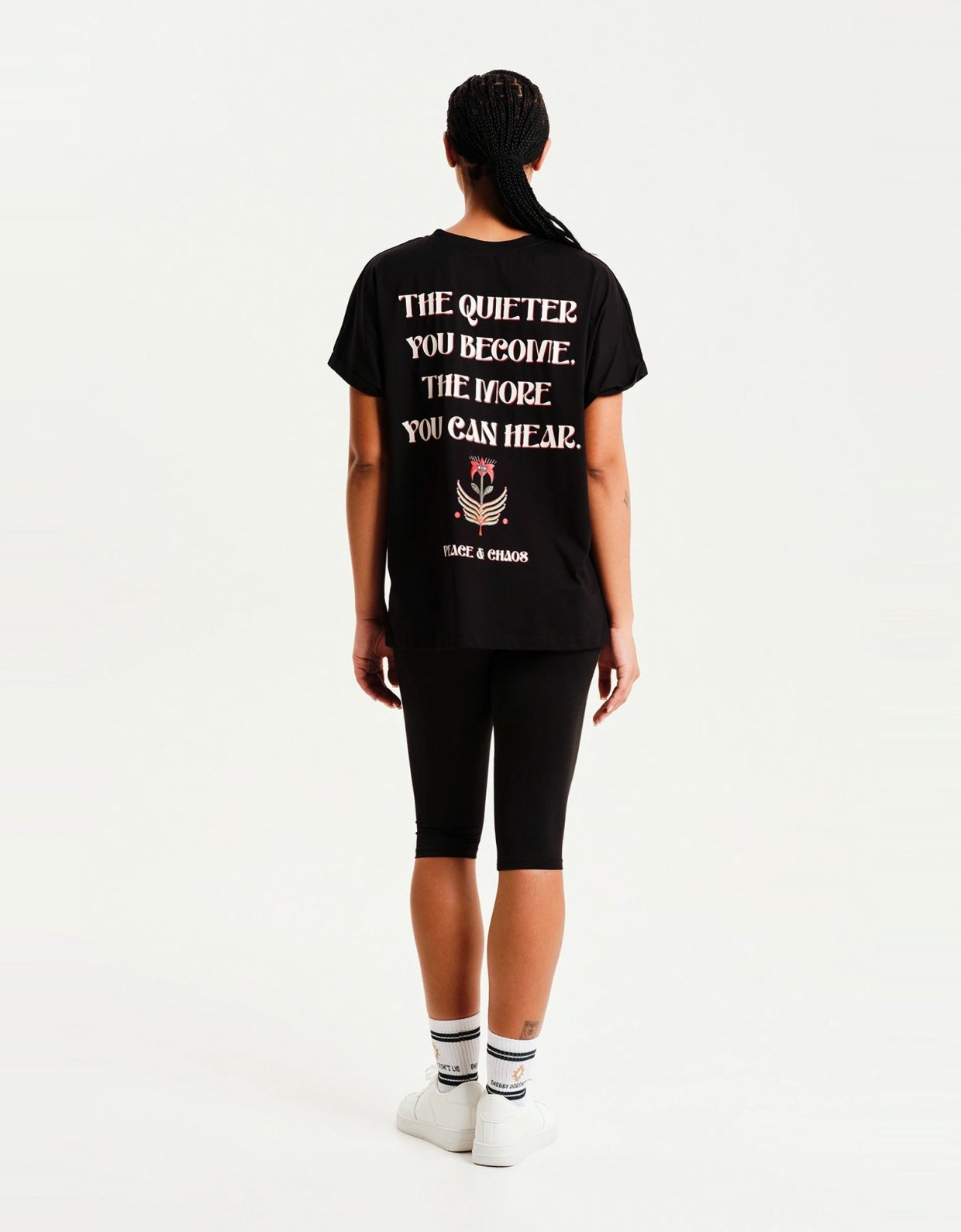 Peace and Chaos Serenity loose art t-shirt black