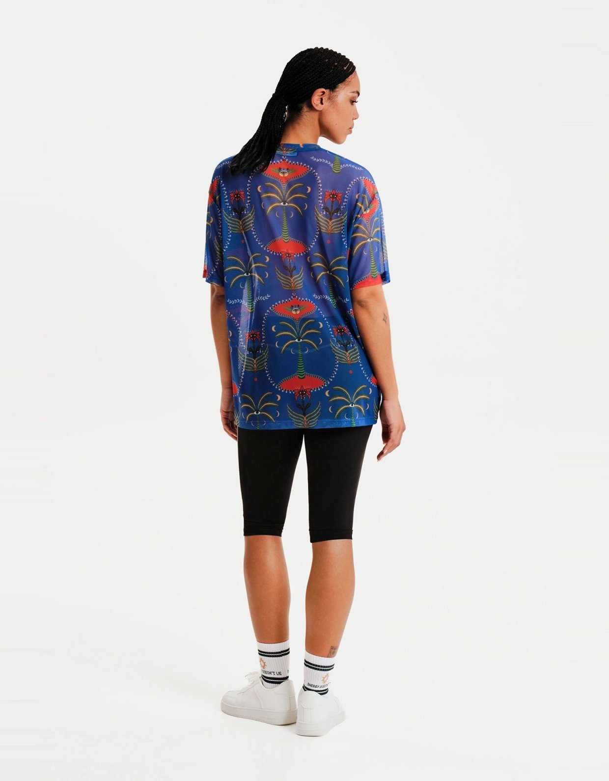 Peace and Chaos Alignment loose-art mesh t-shirt