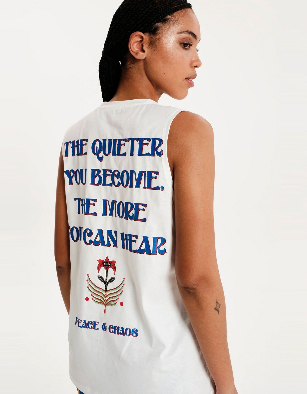 Peace and Chaos Serenity tank top white