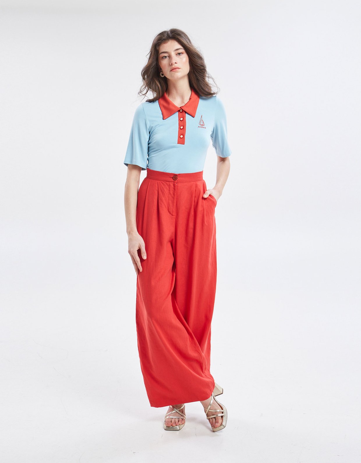 Ananke Clothing Yara polo top ciel