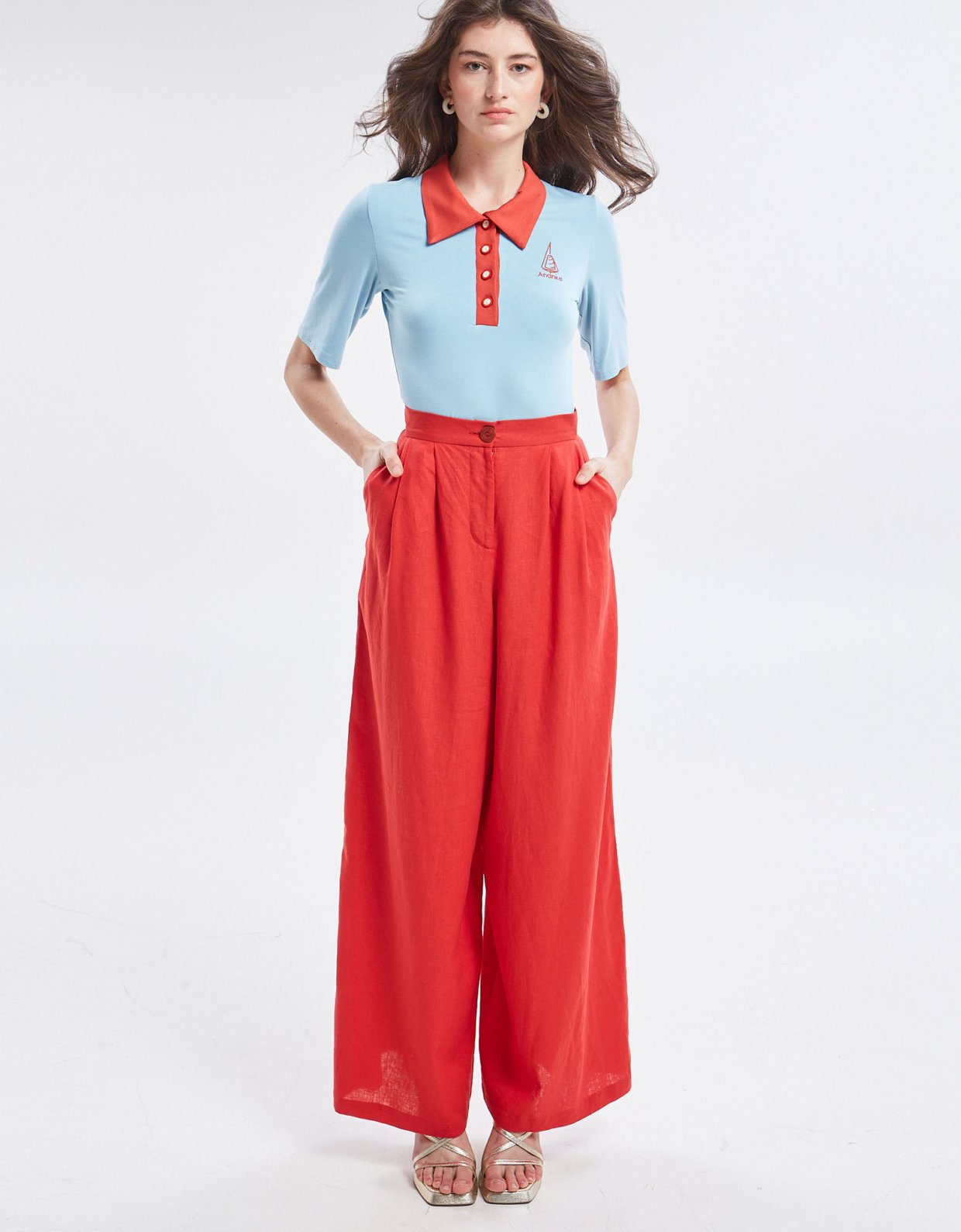 Ananke Clothing Yara polo top ciel