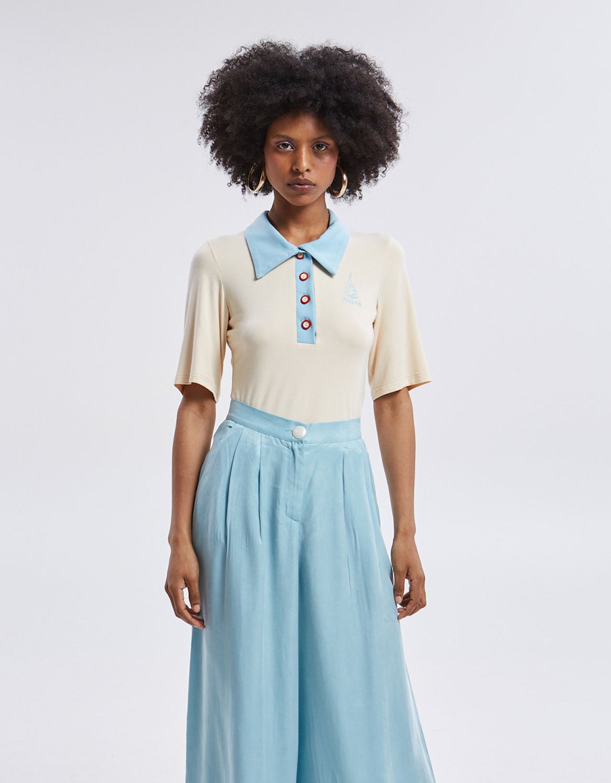 Ananke Clothing Yara polo top ecru