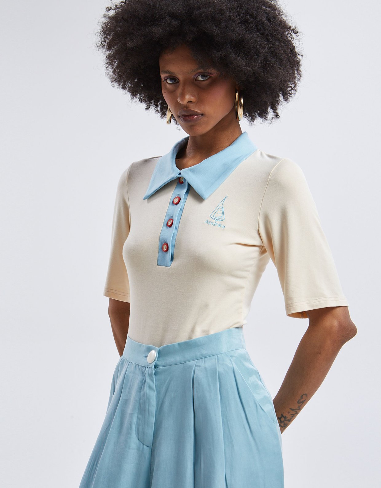 Ananke Clothing Yara polo top ecru