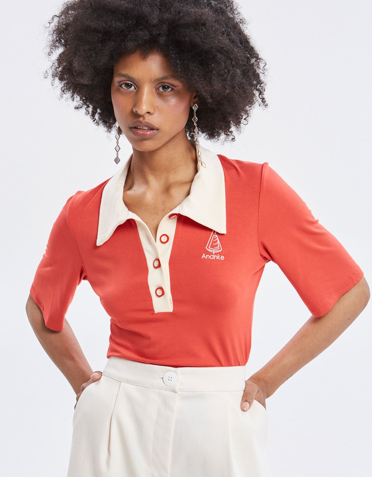 Ananke Clothing Yara polo top red