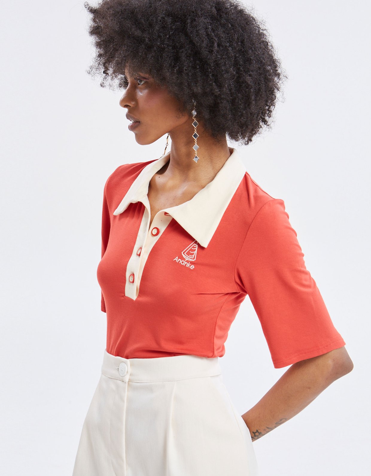 Ananke Clothing Yara polo top red