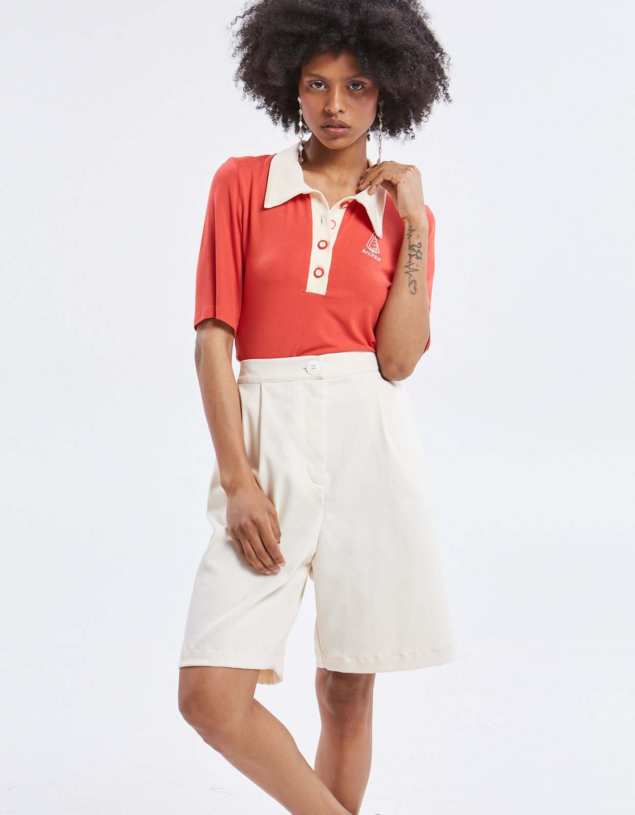 Ananke Clothing Yara polo top red