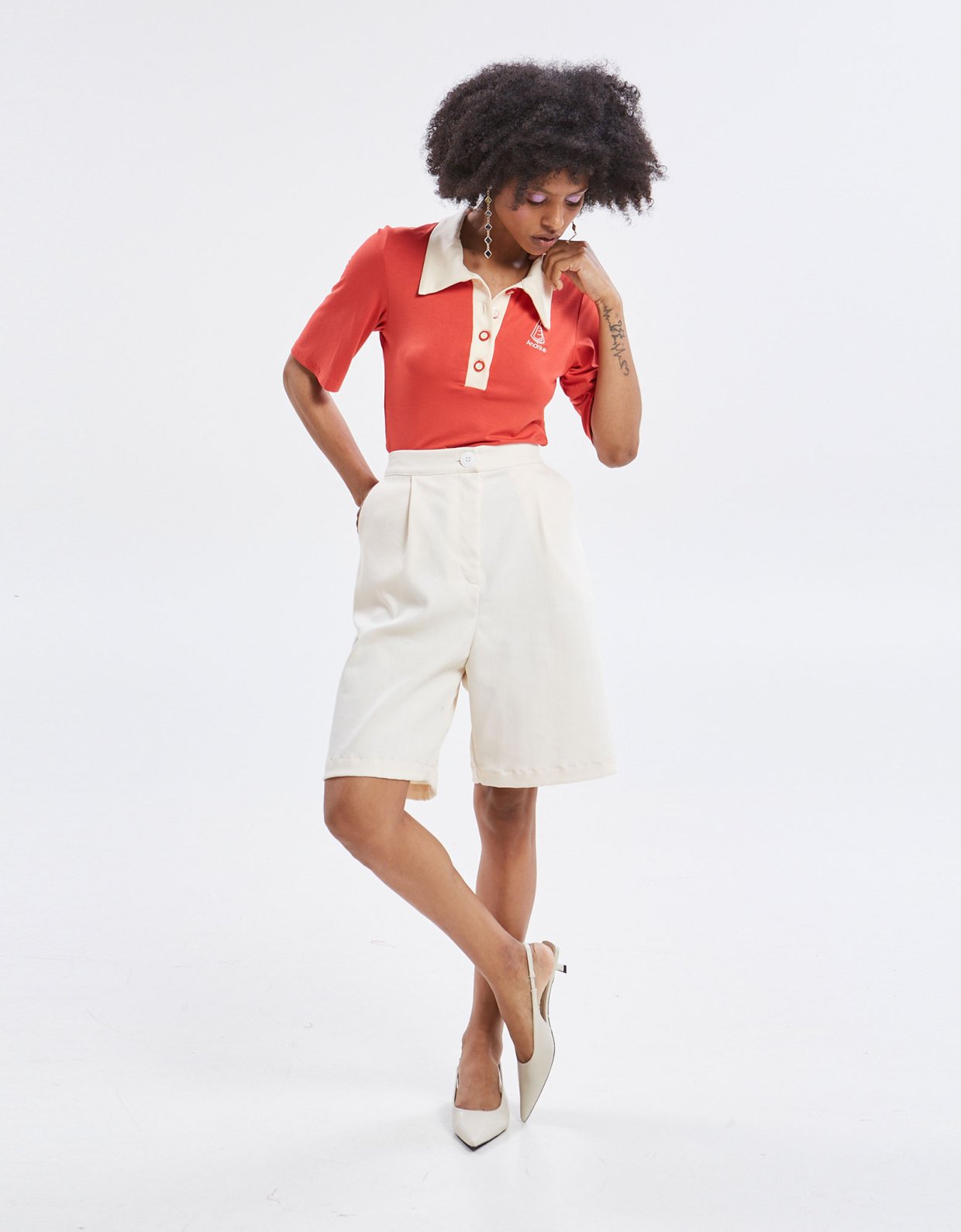 Ananke Clothing Yara polo top red