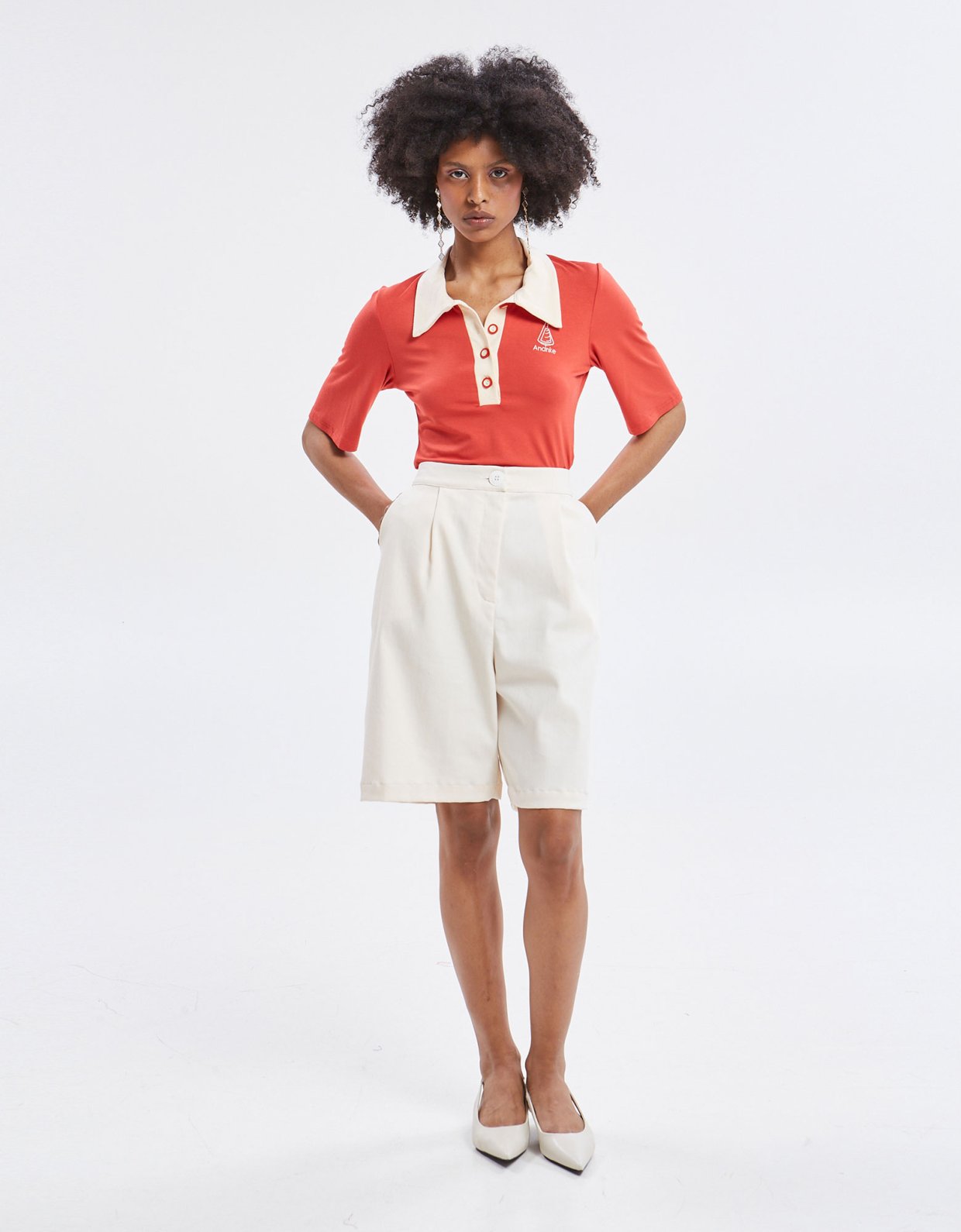Ananke Clothing Yara polo top red