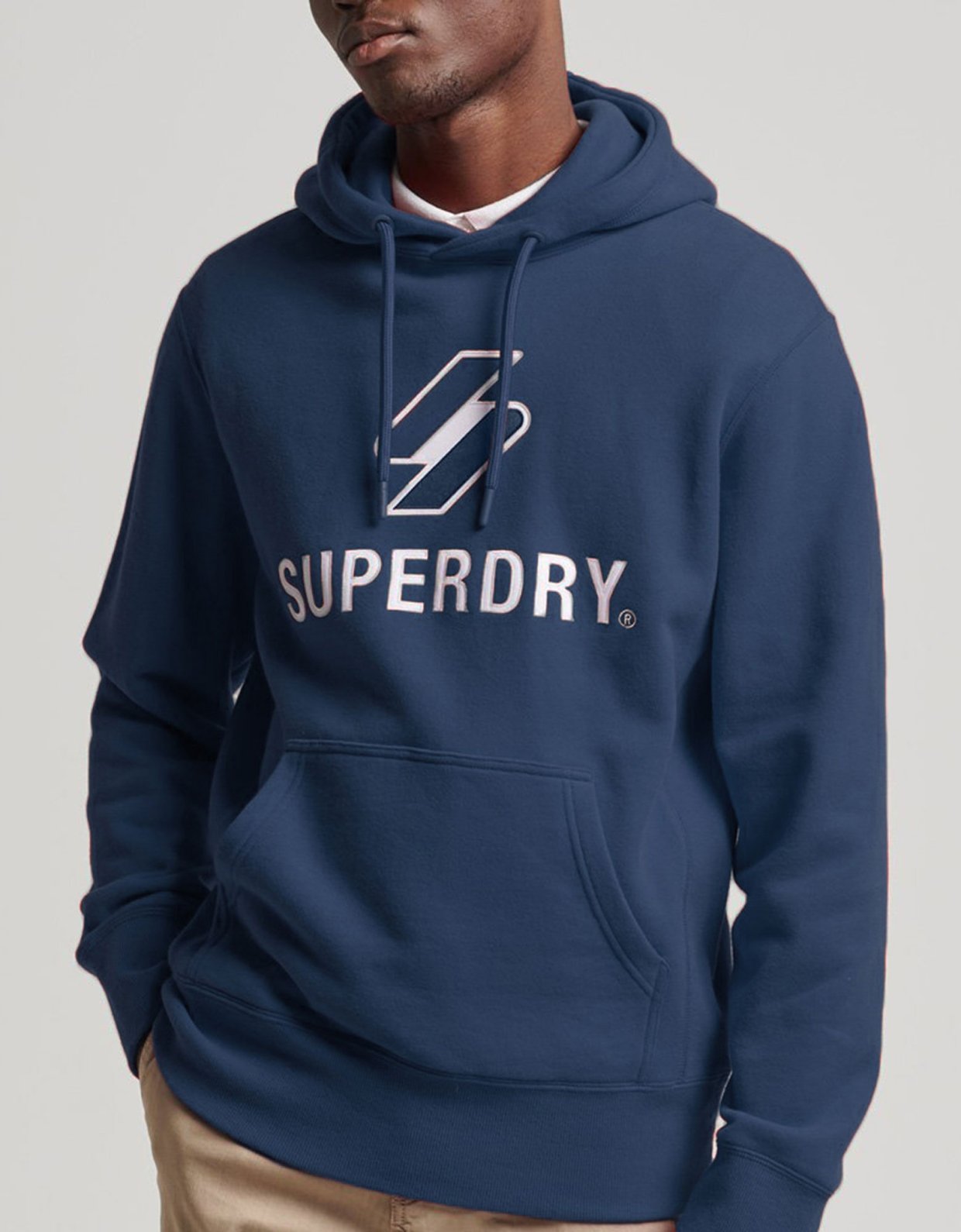 Superdry Code SL stacked apq hood zinc blue