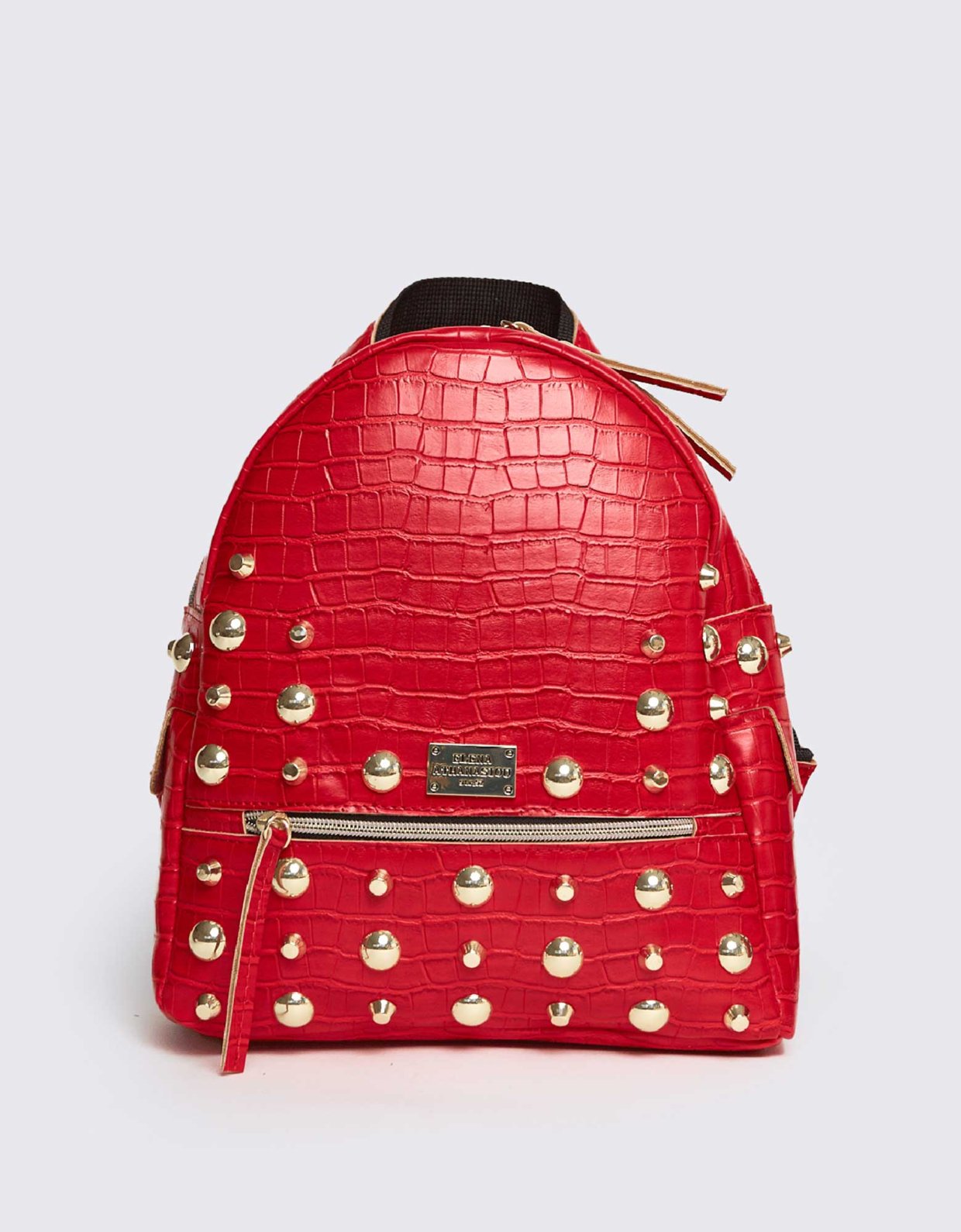 Elena Athanasiou Croco backpack small red gold