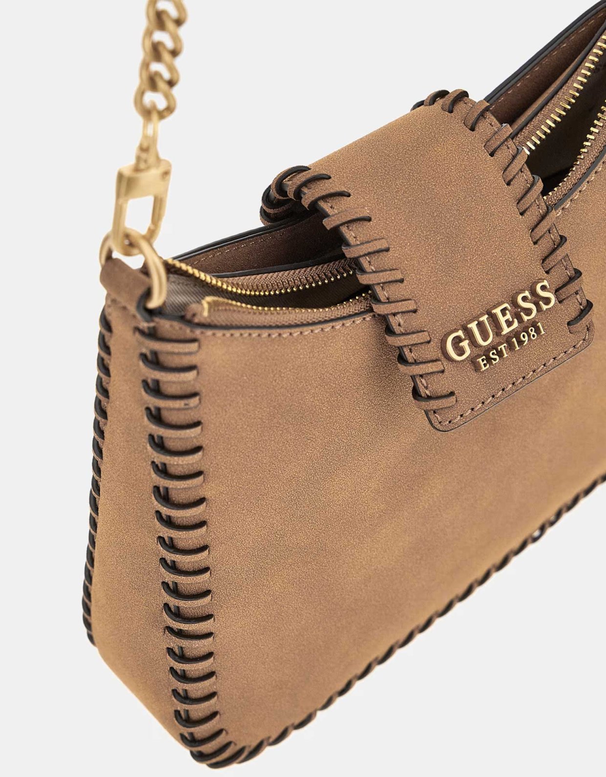 Guess Libera small suede hobo bag cognac