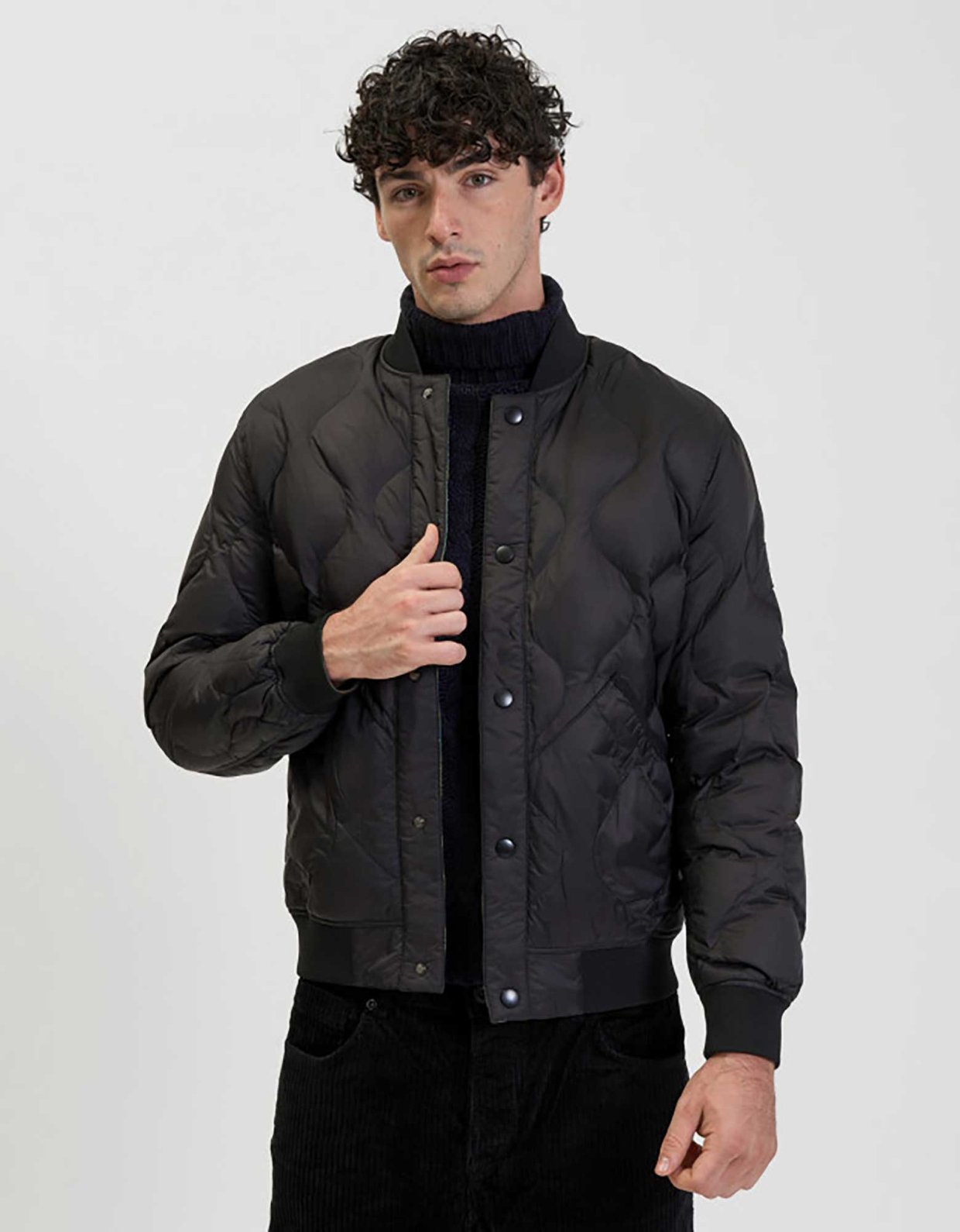 Gianni Lupo Quilted bomber jacket black