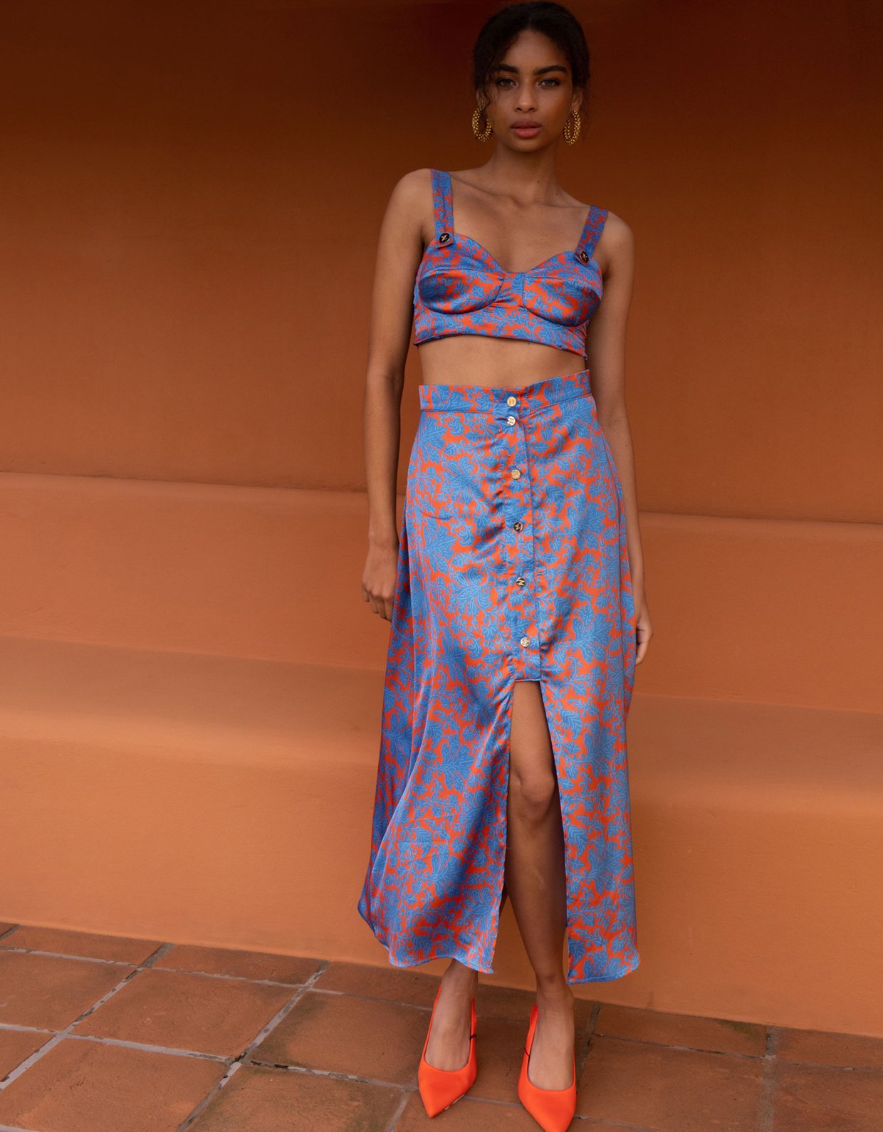 Mallory the label Sagira terracotta & blue skirt