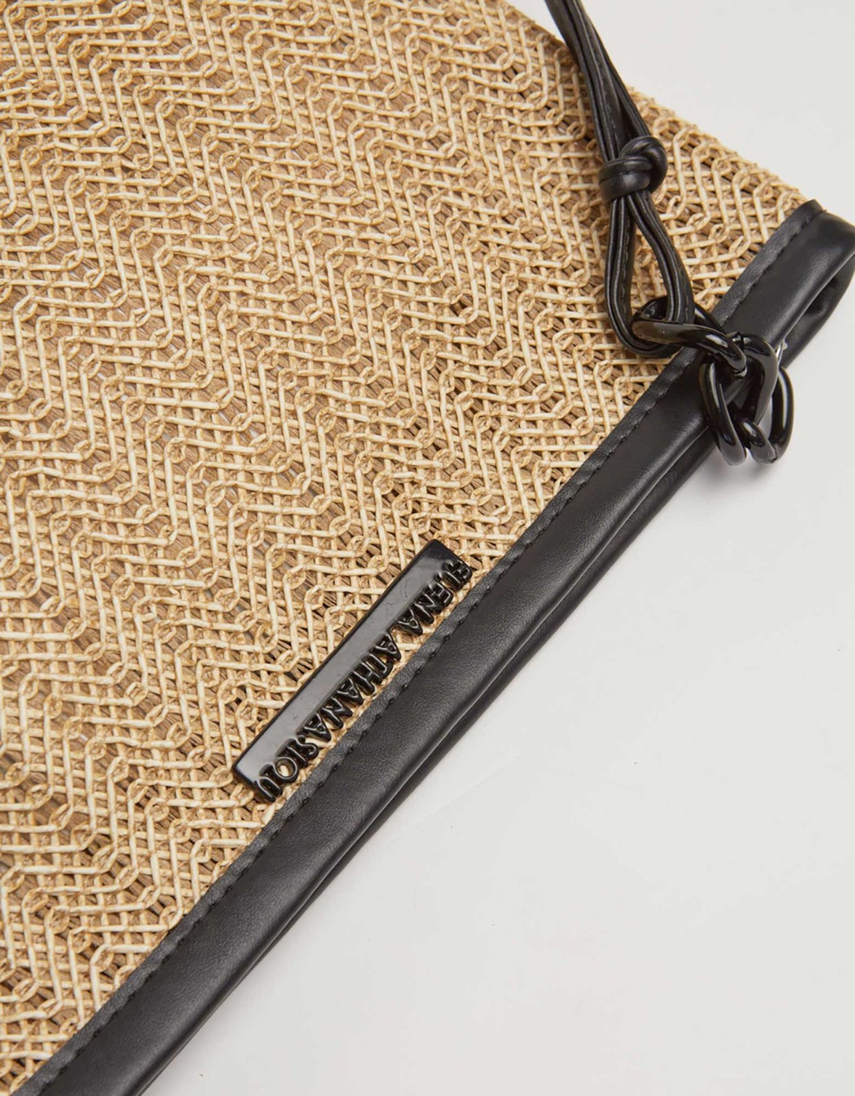 Elena Athanasiou Natural straw clutch beige