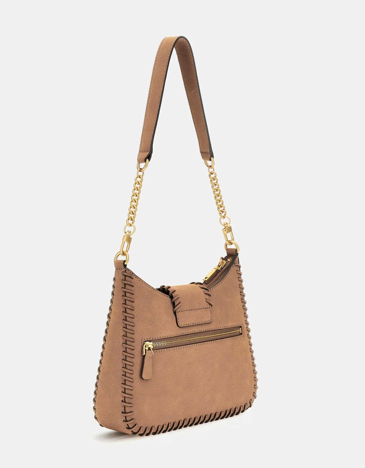 Guess Libera small suede hobo bag cognac