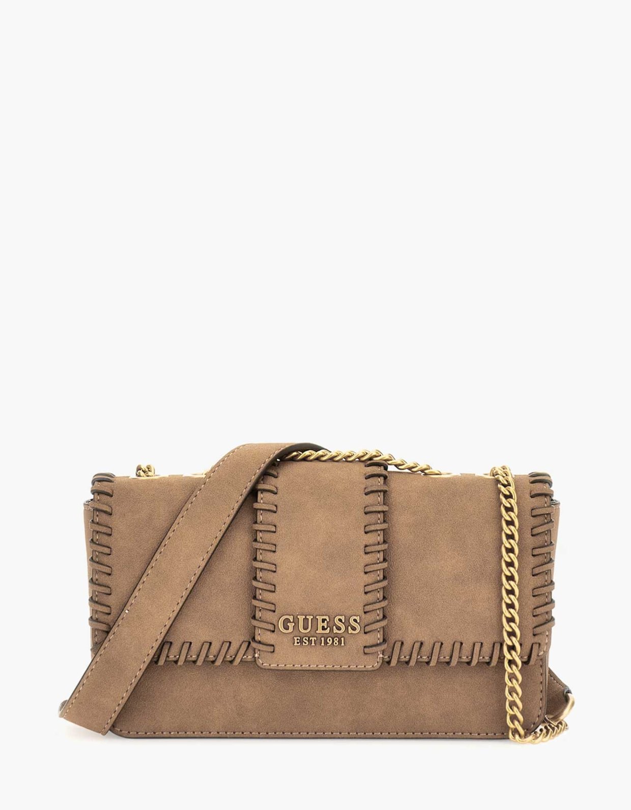 Guess Libera crossbody natural suede bag cognac