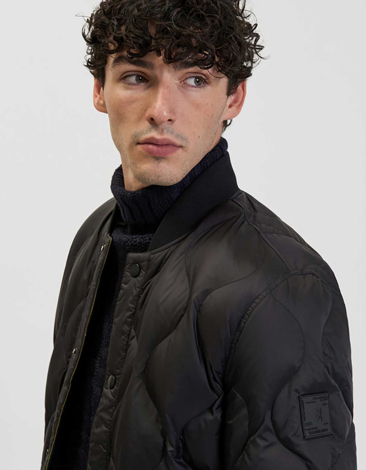 Gianni Lupo Quilted bomber jacket black