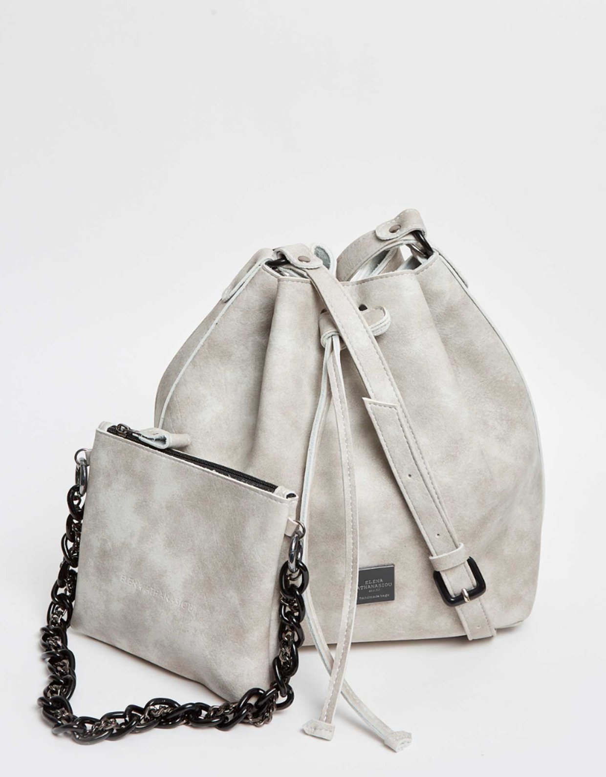 Elena Athanasiou Retro chain pouch bag  grey